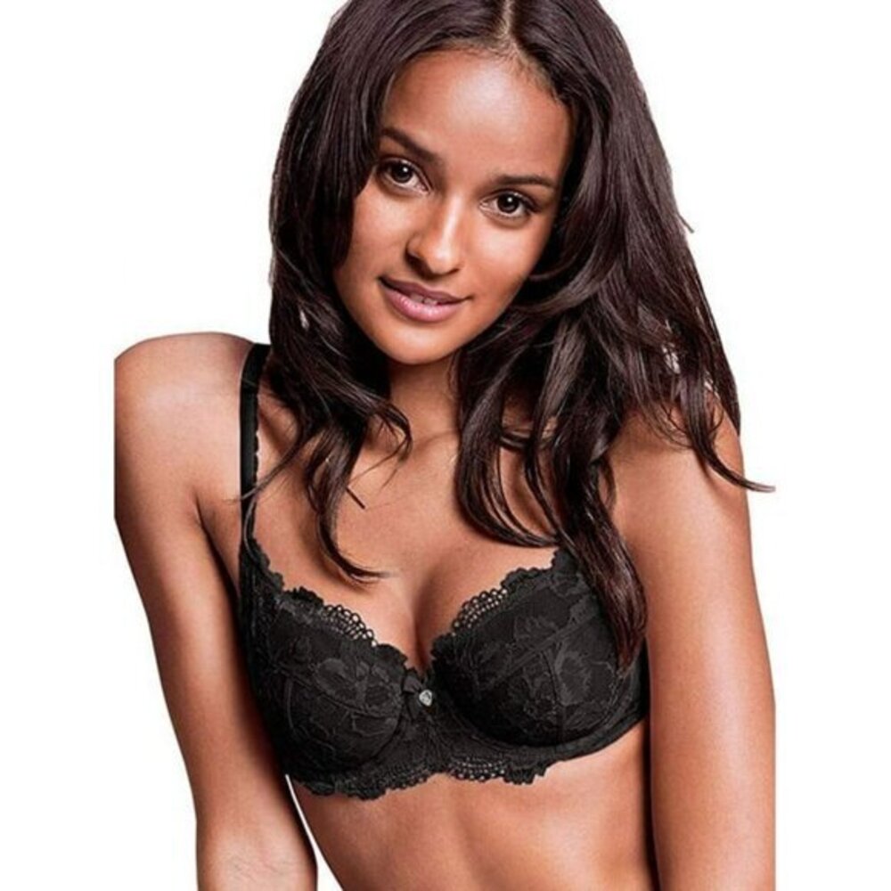 Victoria's Secret Body by Victoria Black Lace Lined Demi Bra 32DD